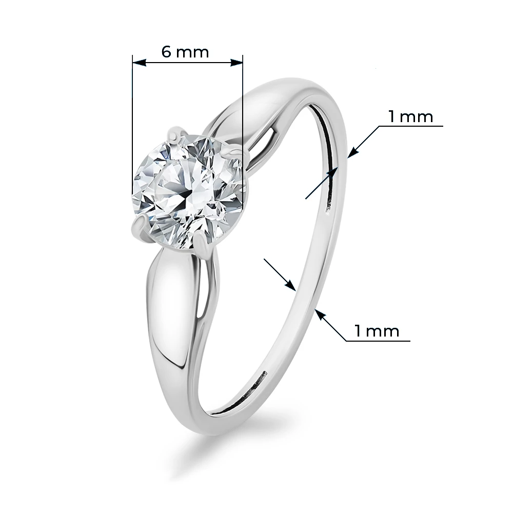 Кольцо с фианитом из серебра 925 пробы