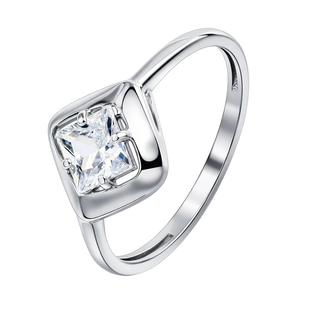 Кольцо с фианитом из серебра 925 пробы