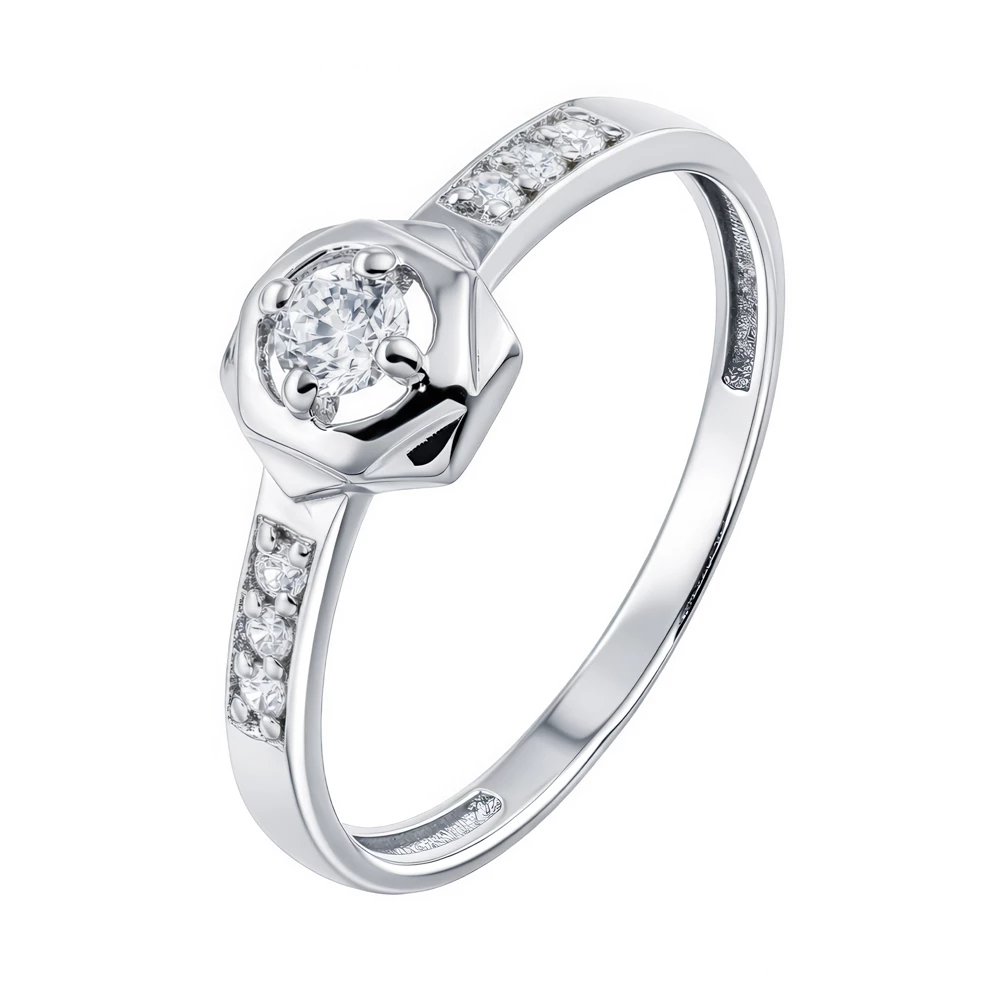 Кольцо с фианитами из серебра 925 пробы