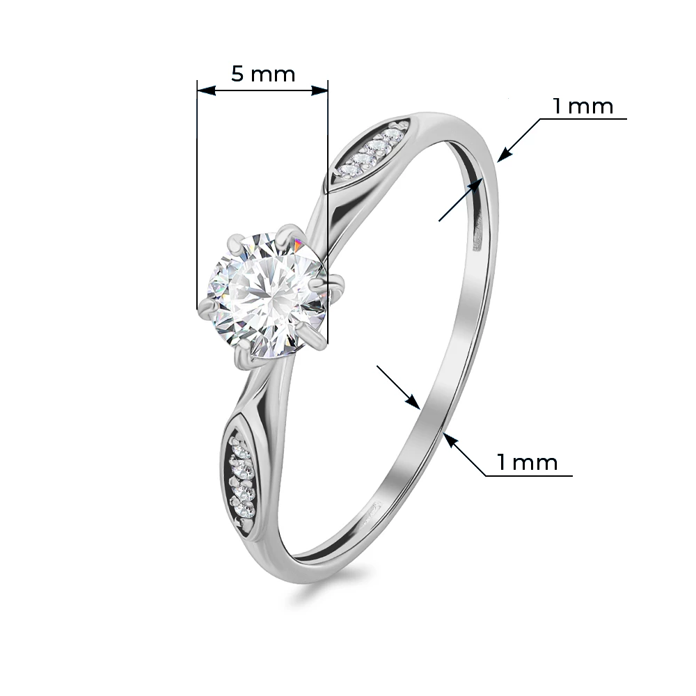 Кольцо с фианитами из серебра 925 пробы