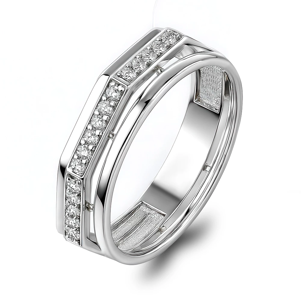 Кольцо с фианитами из серебра 925 пробы