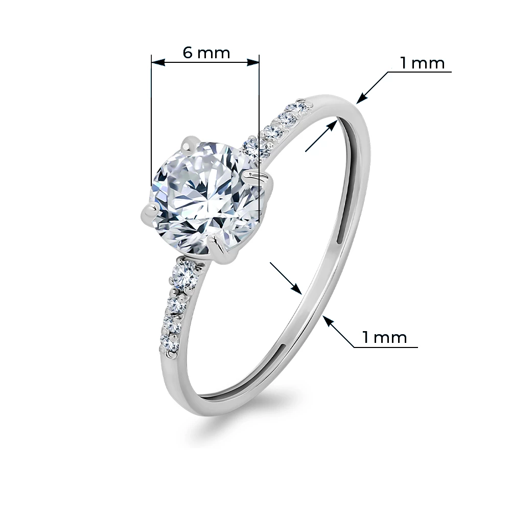 Кольцо с фианитами из серебра 925 пробы