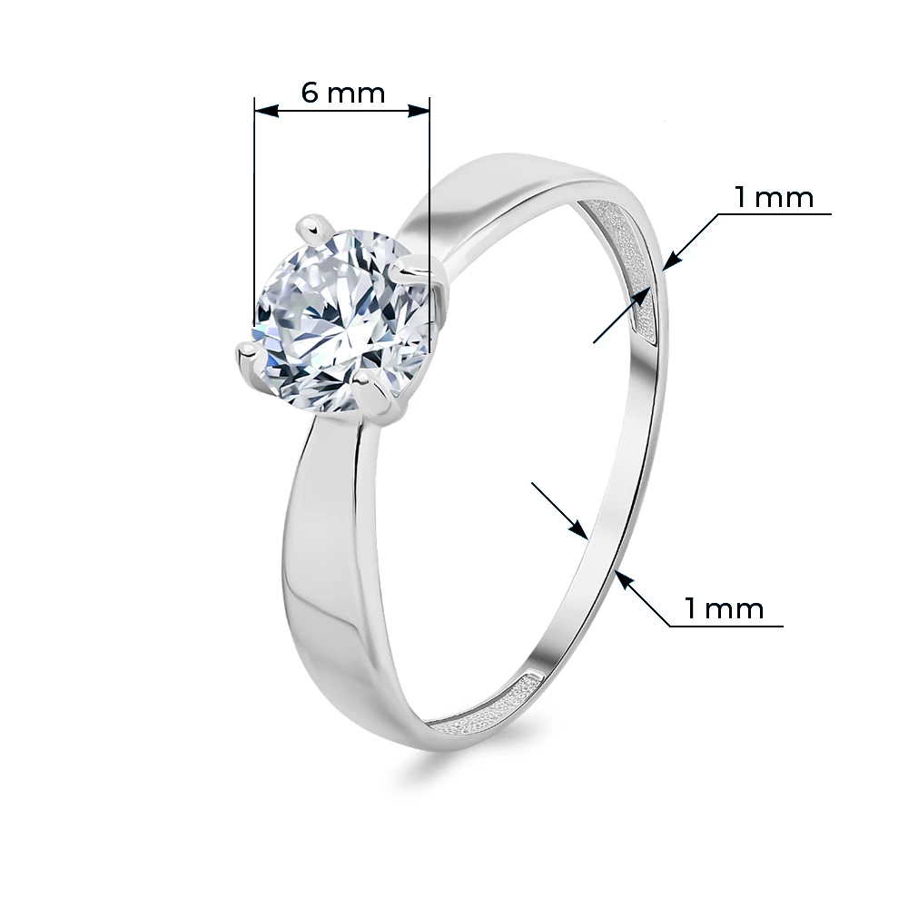 Кольцо с фианитом из серебра 925 пробы