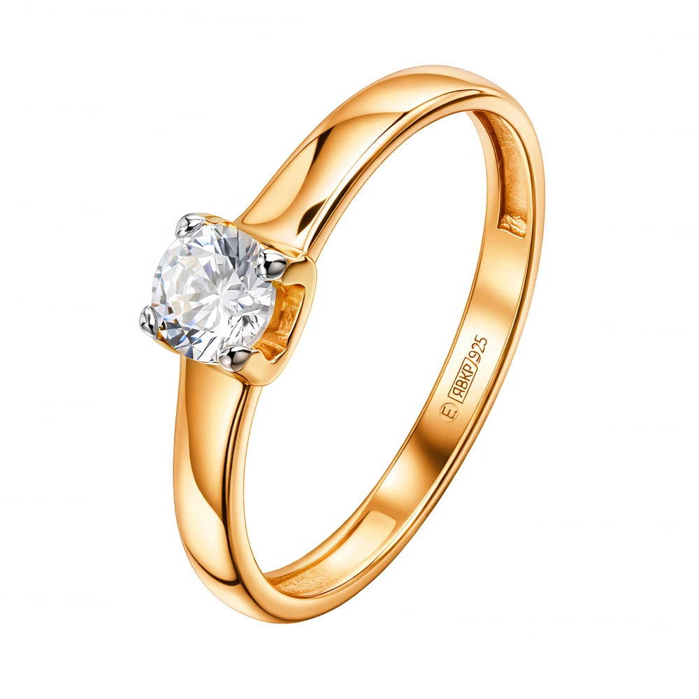 Кольцо с фианитом из серебра 925 пробы