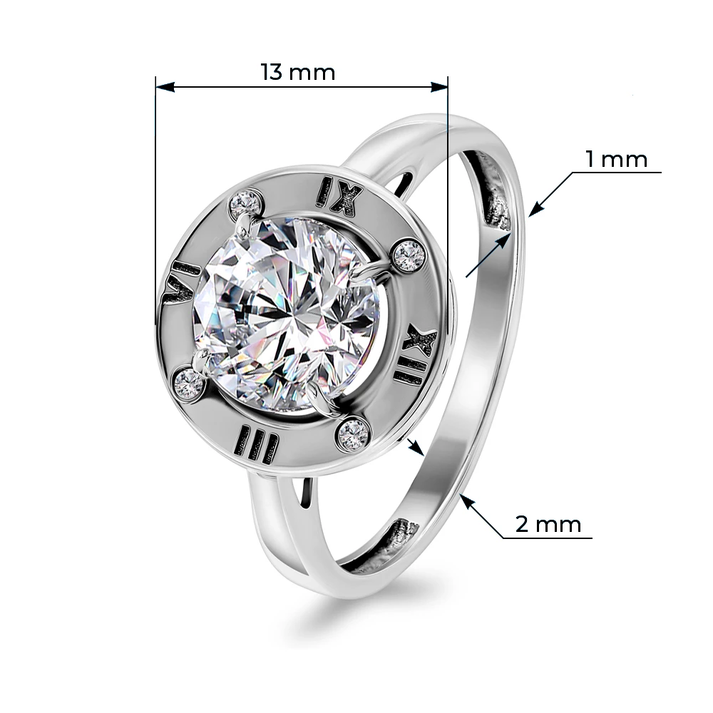 Кольцо с фианитами из серебра 925 пробы