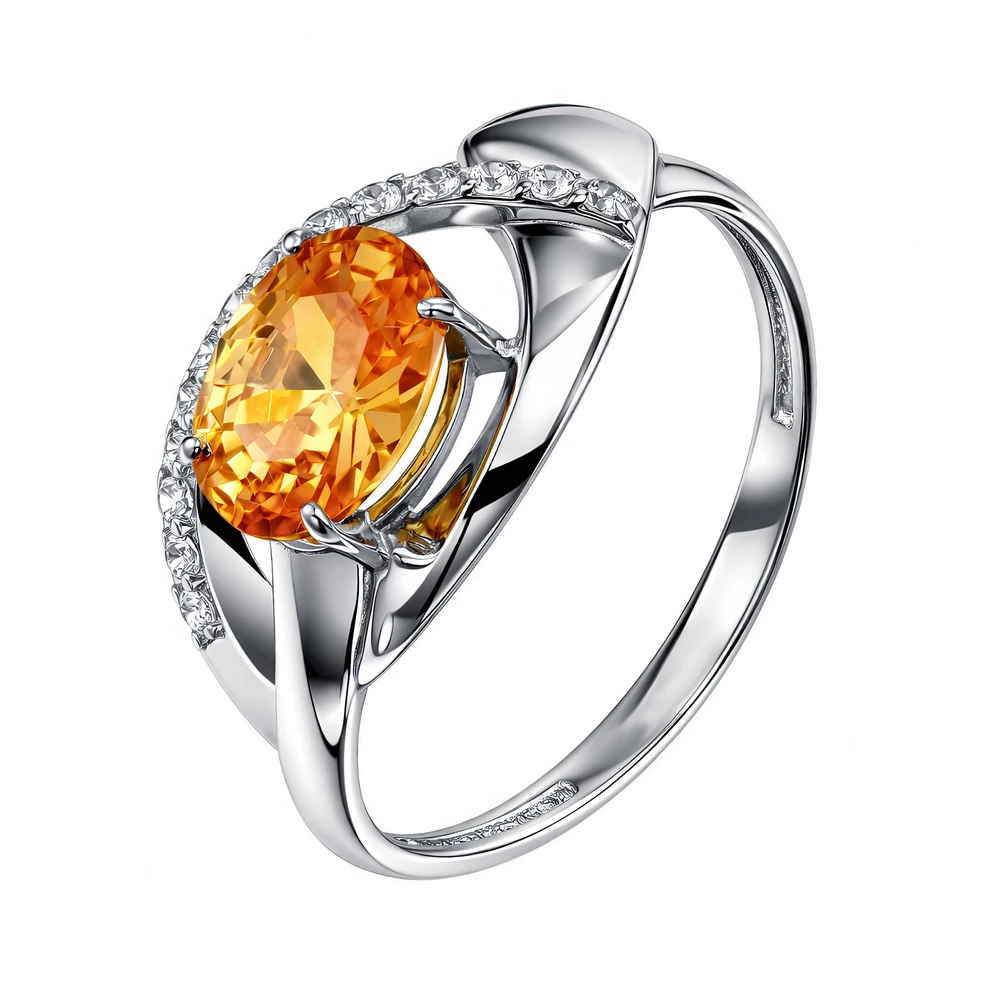 Кольцо с фианитами из серебра 925 пробы