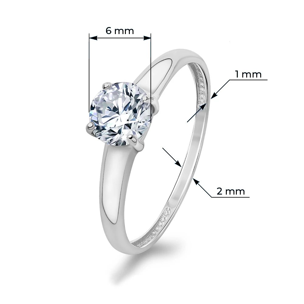 Кольцо с фианитом из серебра 925 пробы