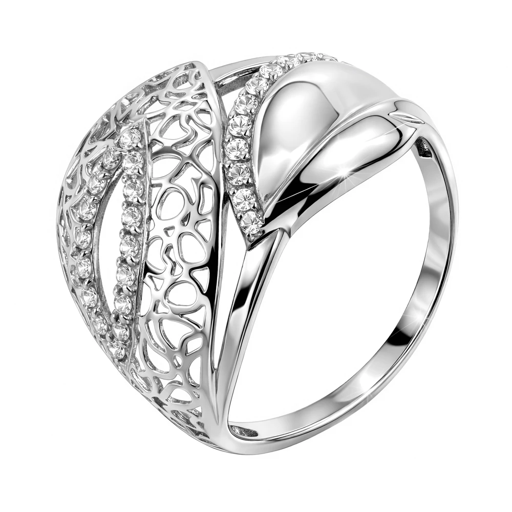 Кольцо с фианитами из серебра 925 пробы