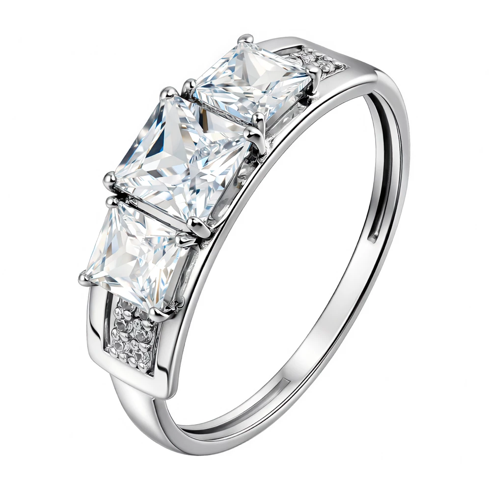 Кольцо с фианитами из серебра 925 пробы