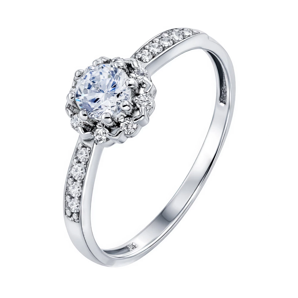 Кольцо с фианитами из серебра 925 пробы