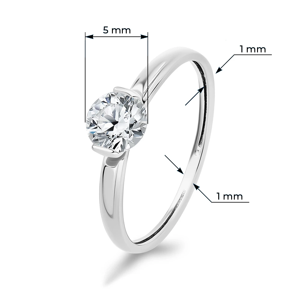 Кольцо с фианитом из серебра 925 пробы