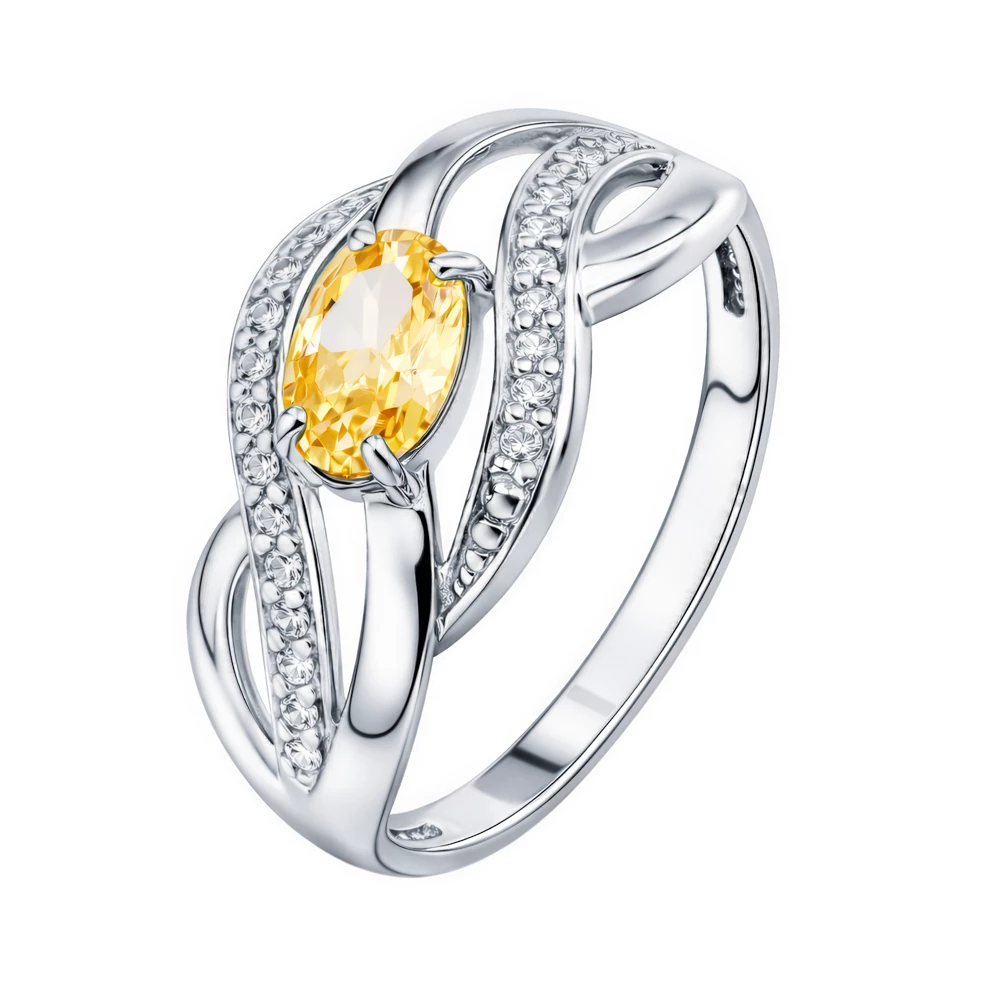 Кольцо с фианитами из серебра 925 пробы