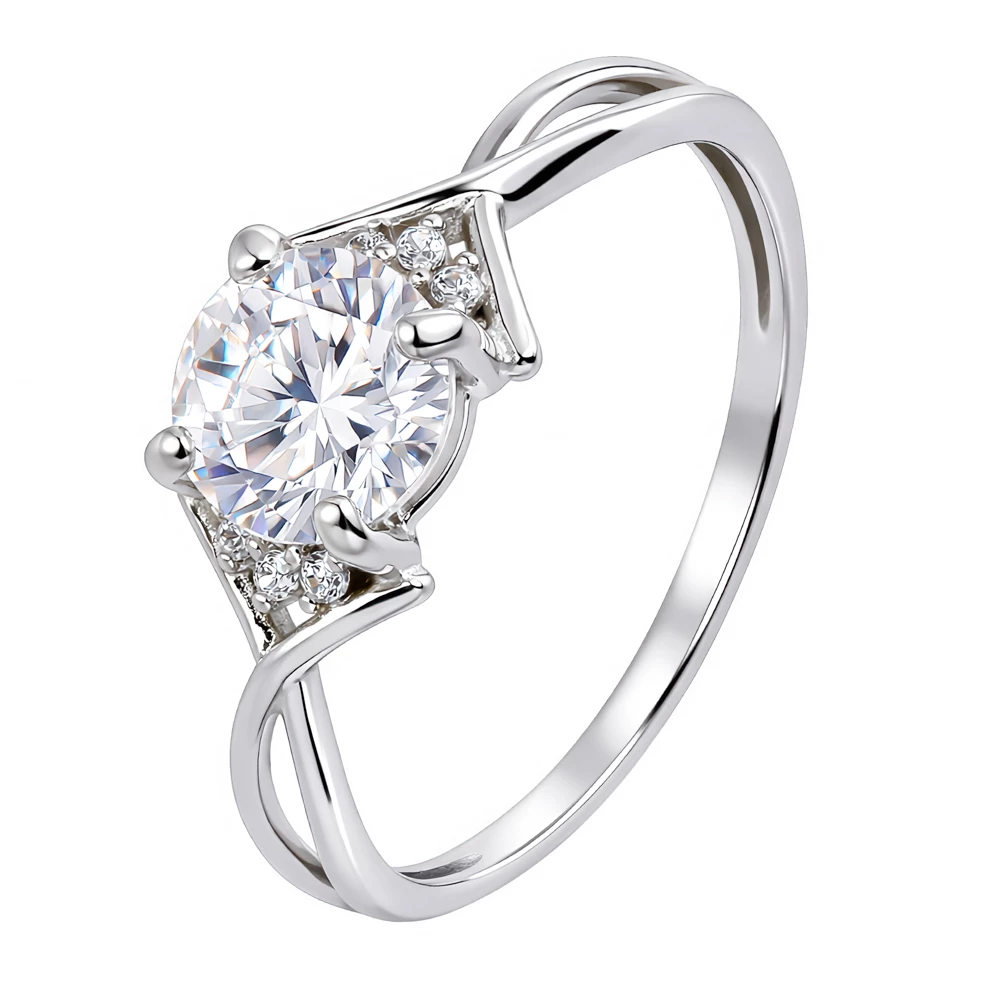 Кольцо с фианитами из серебра 925 пробы