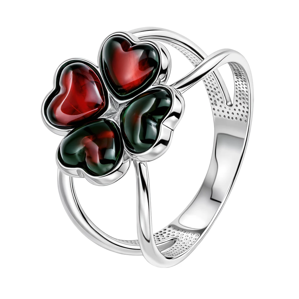 Кольцо с янтарем из серебра 925 пробы