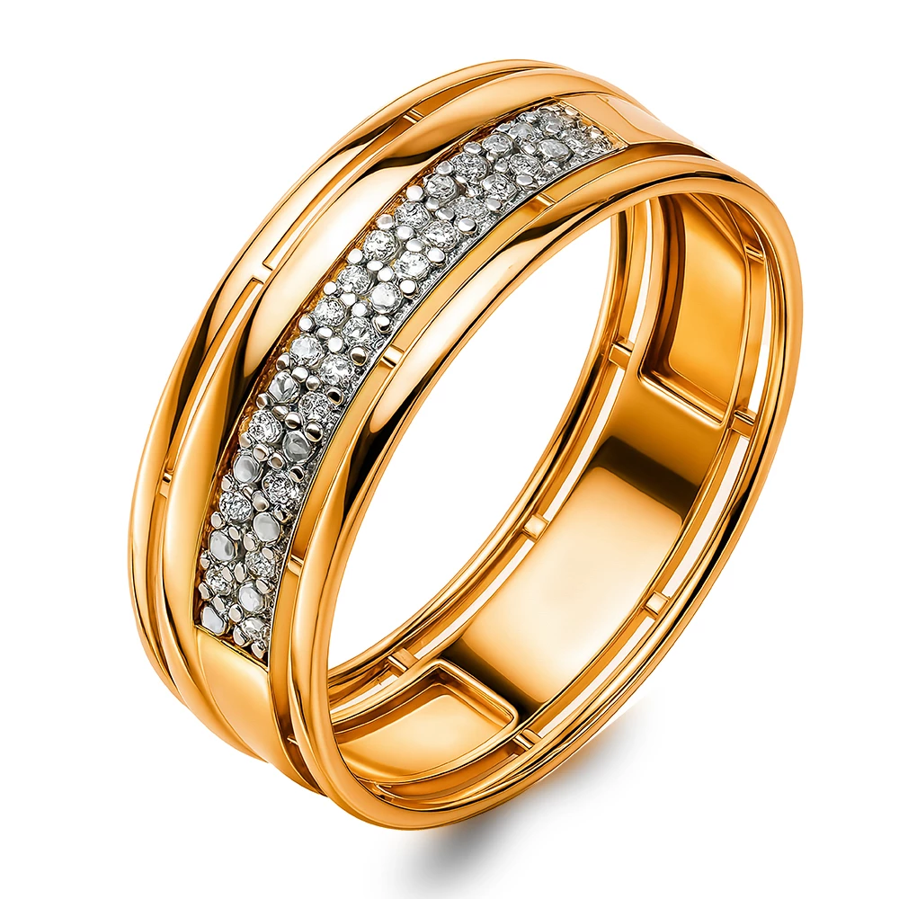 Кольцо с фианитами из серебра 925 пробы