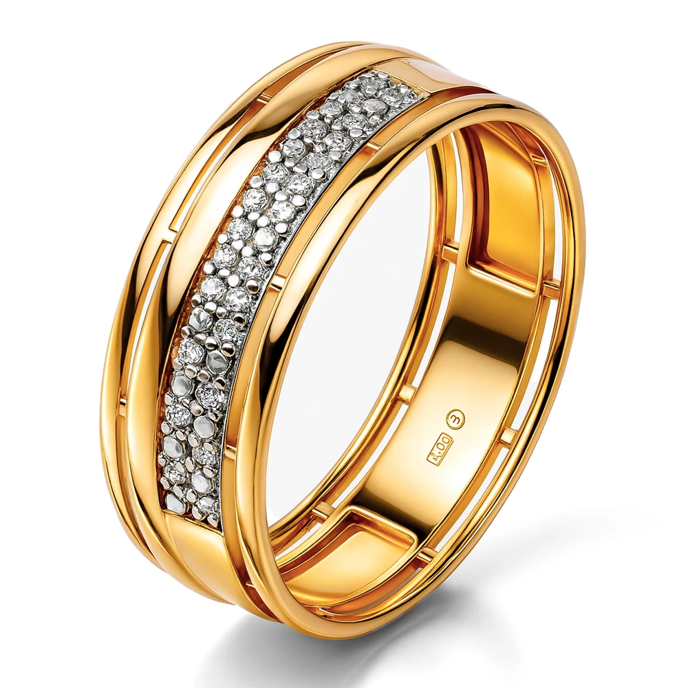 Кольцо с фианитами из серебра 925 пробы