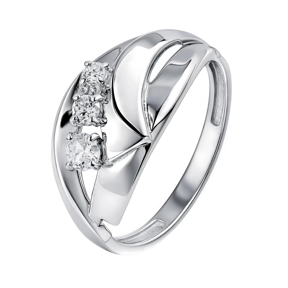 Кольцо с фианитами из серебра 925 пробы