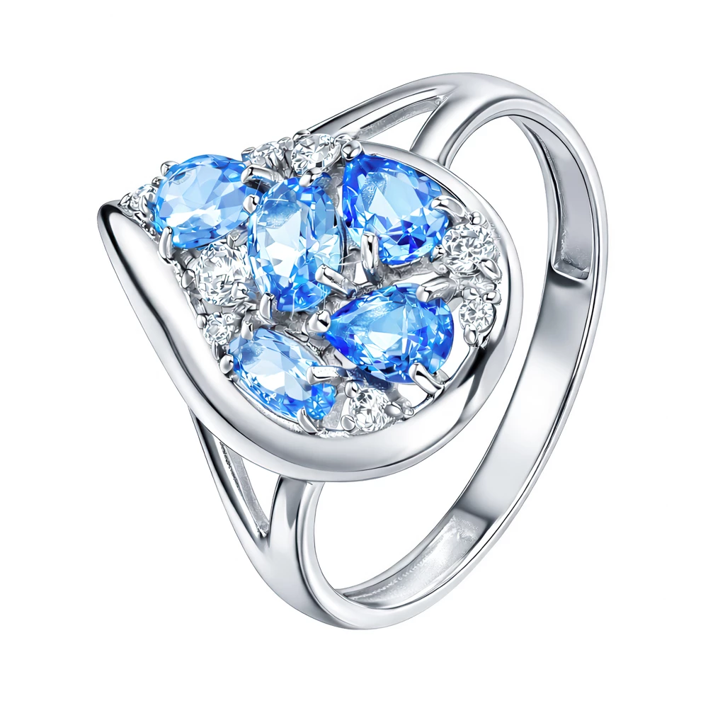 Кольцо с фианитами из серебра 925 пробы