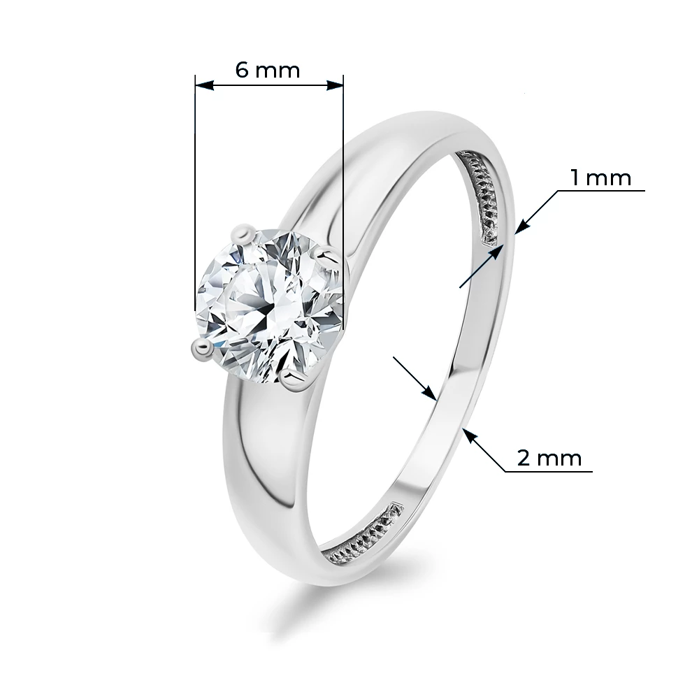 Кольцо с фианитом из серебра 925 пробы