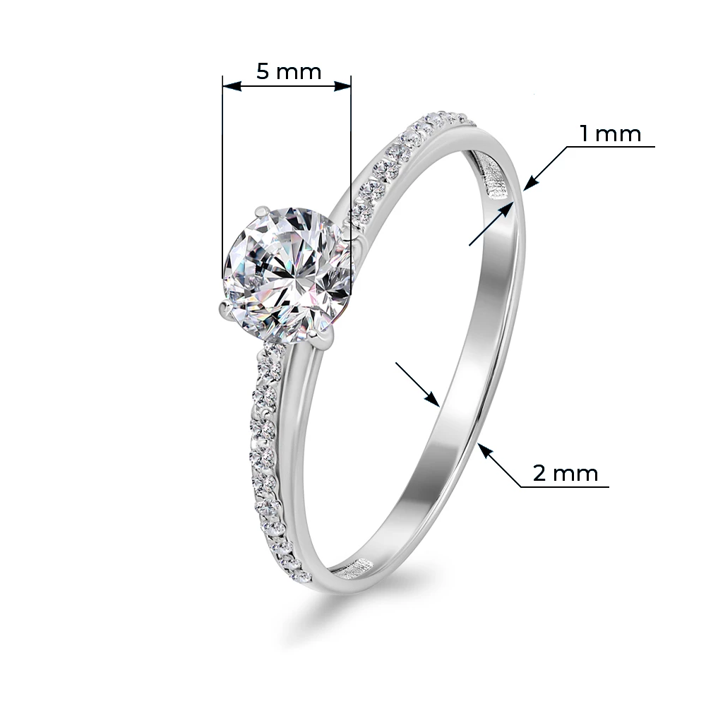 Кольцо с фианитами из серебра 925 пробы