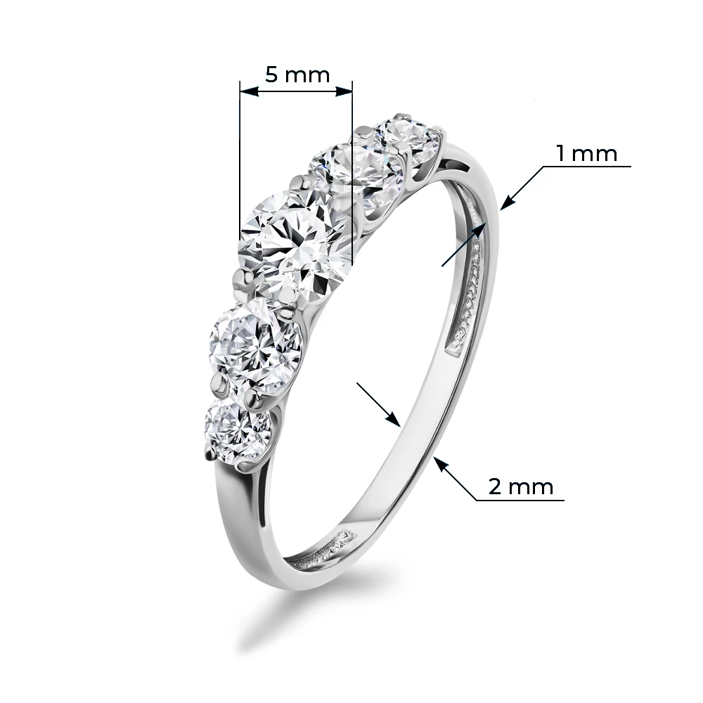 Кольцо с фианитами из серебра 925 пробы