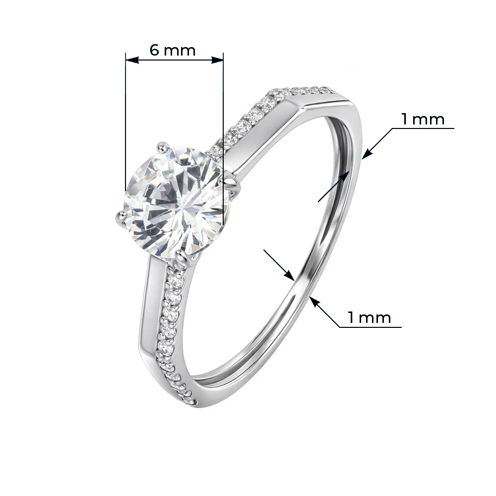 Кольцо с фианитами из серебра 925 пробы