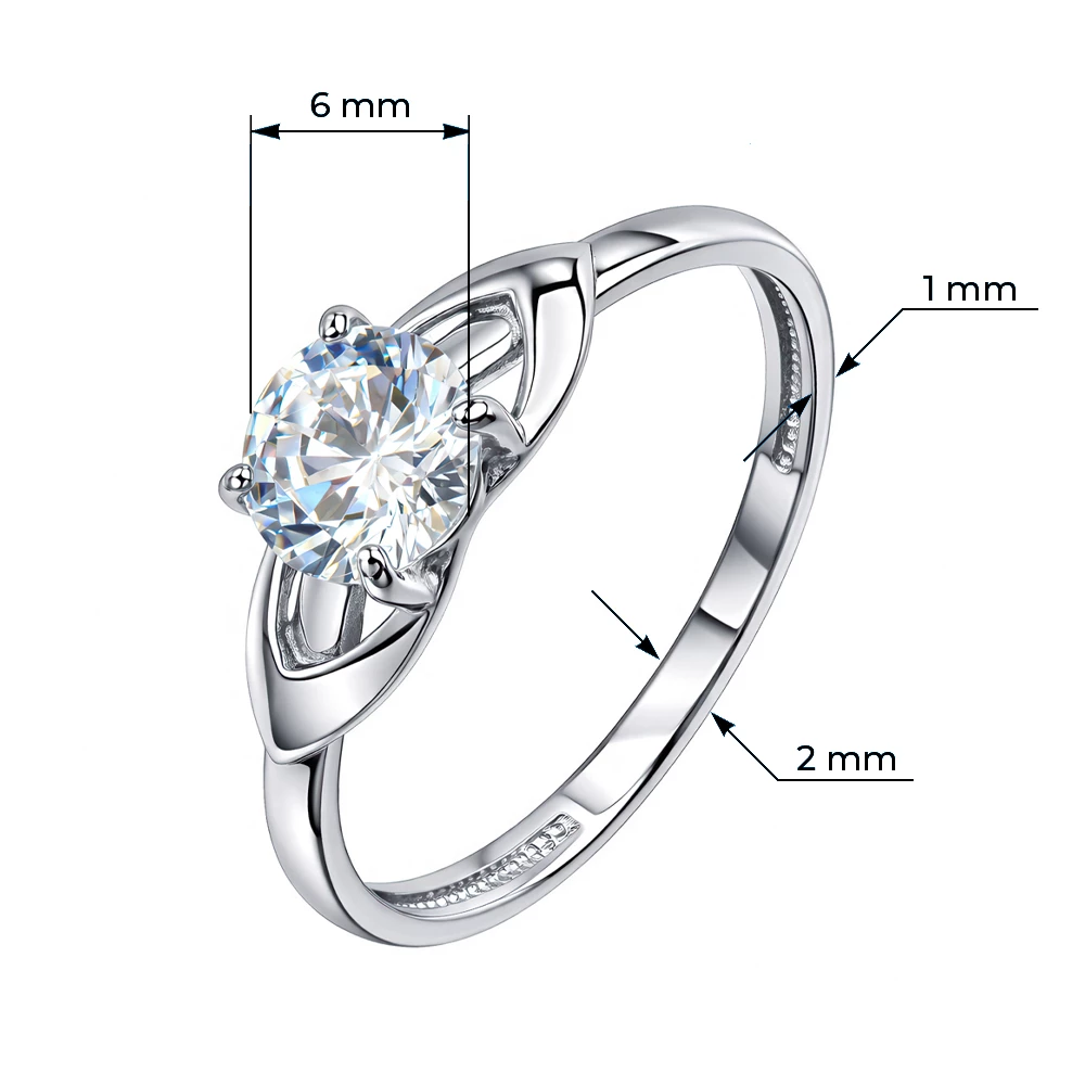 Кольцо с фианитом из серебра 925 пробы