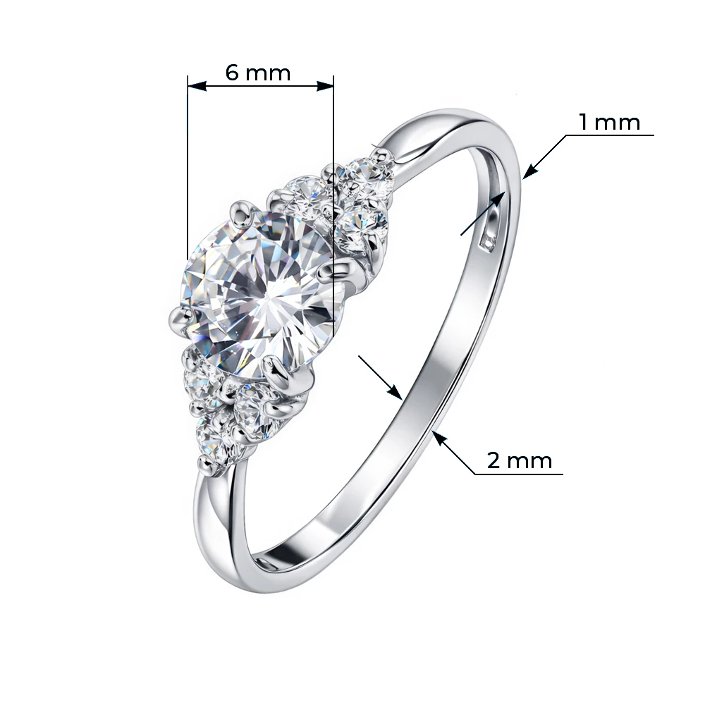 Кольцо с фианитами из серебра 925 пробы