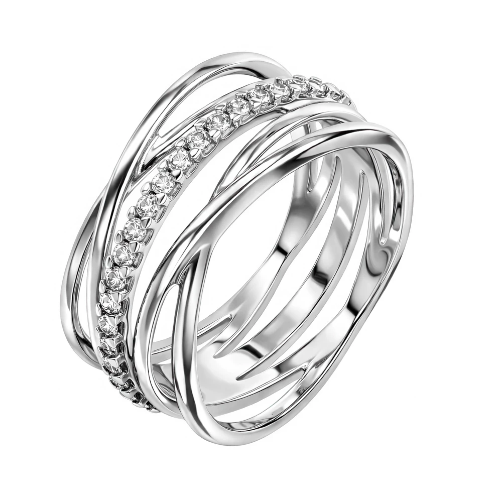 Кольцо с фианитами из серебра 925 пробы