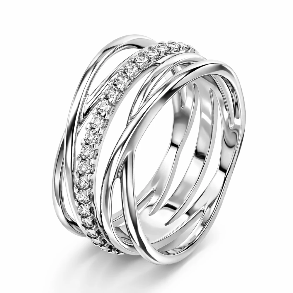 Кольцо с фианитами из серебра 925 пробы