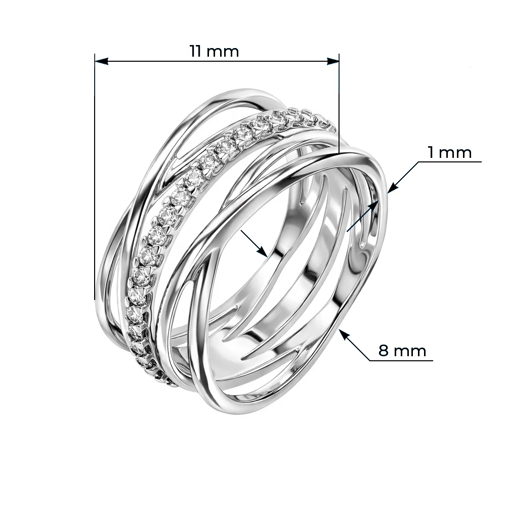 Кольцо с фианитами из серебра 925 пробы