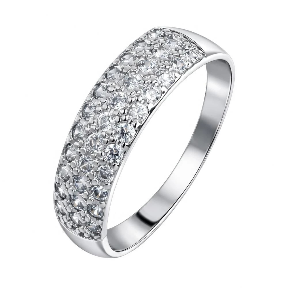 Кольцо с фианитами из серебра 925 пробы