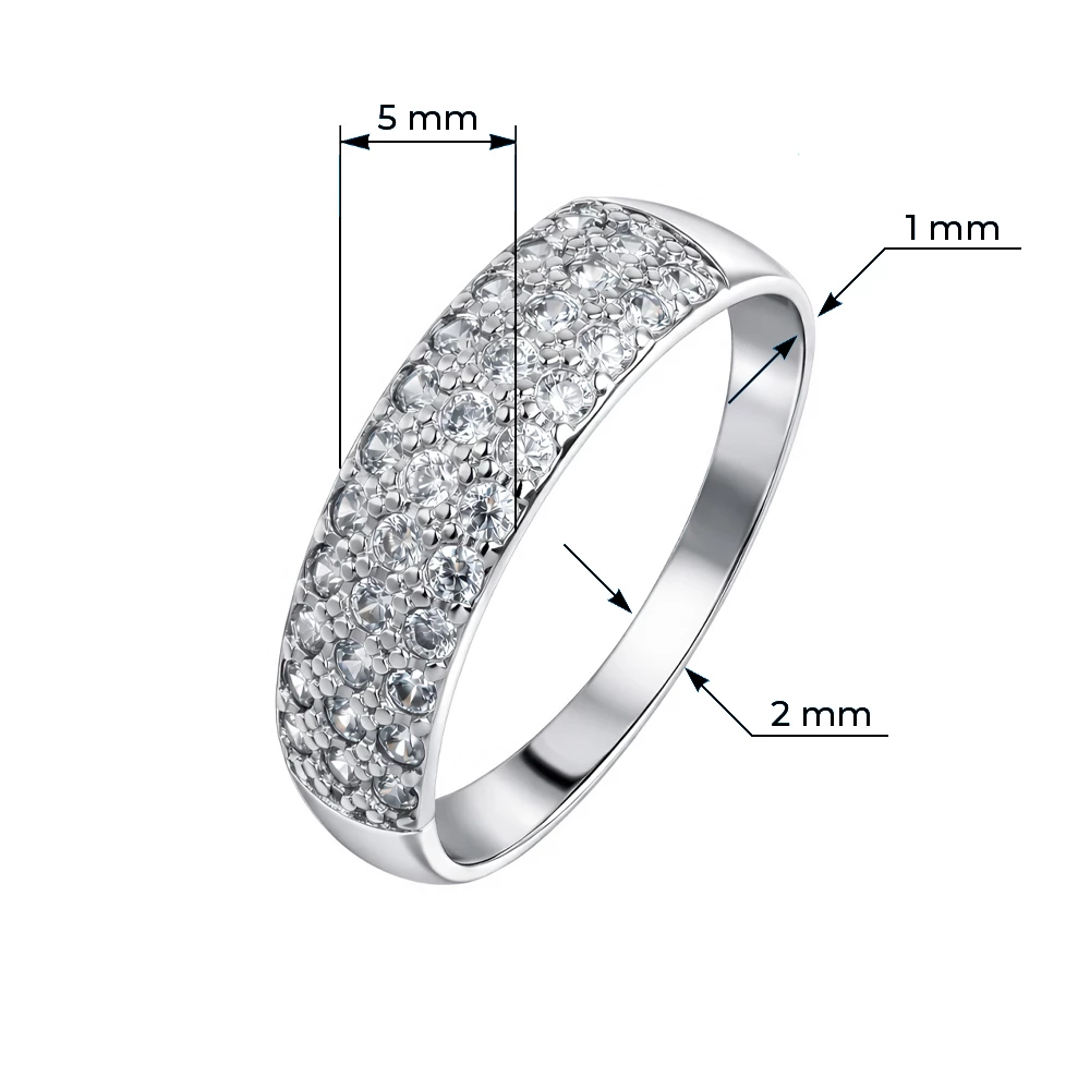 Кольцо с фианитами из серебра 925 пробы