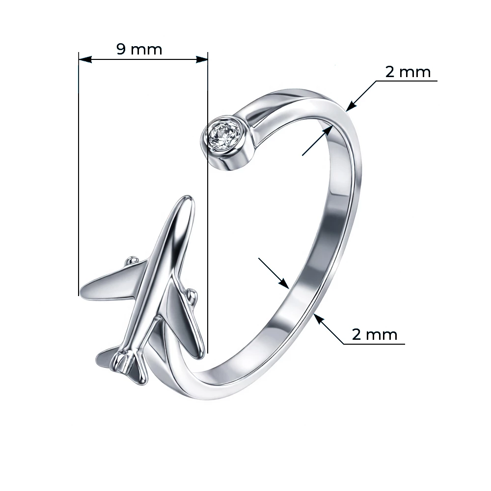 Кольцо с фианитом из серебра 925 пробы