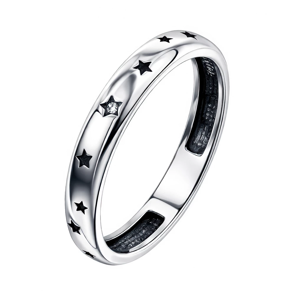 Кольцо с фианитом из серебра 925 пробы