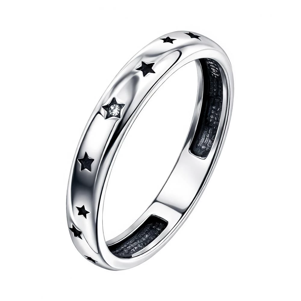 Кольцо с фианитом из серебра 925 пробы