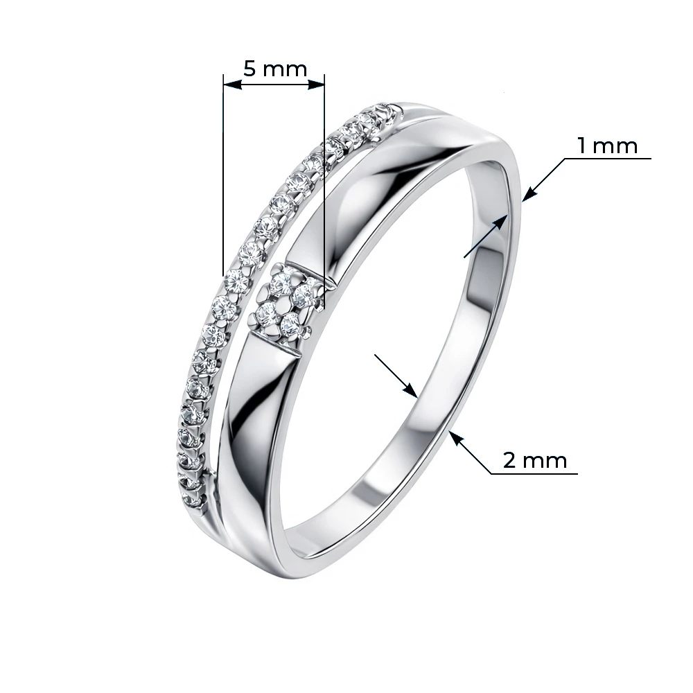 Кольцо с фианитами из серебра 925 пробы