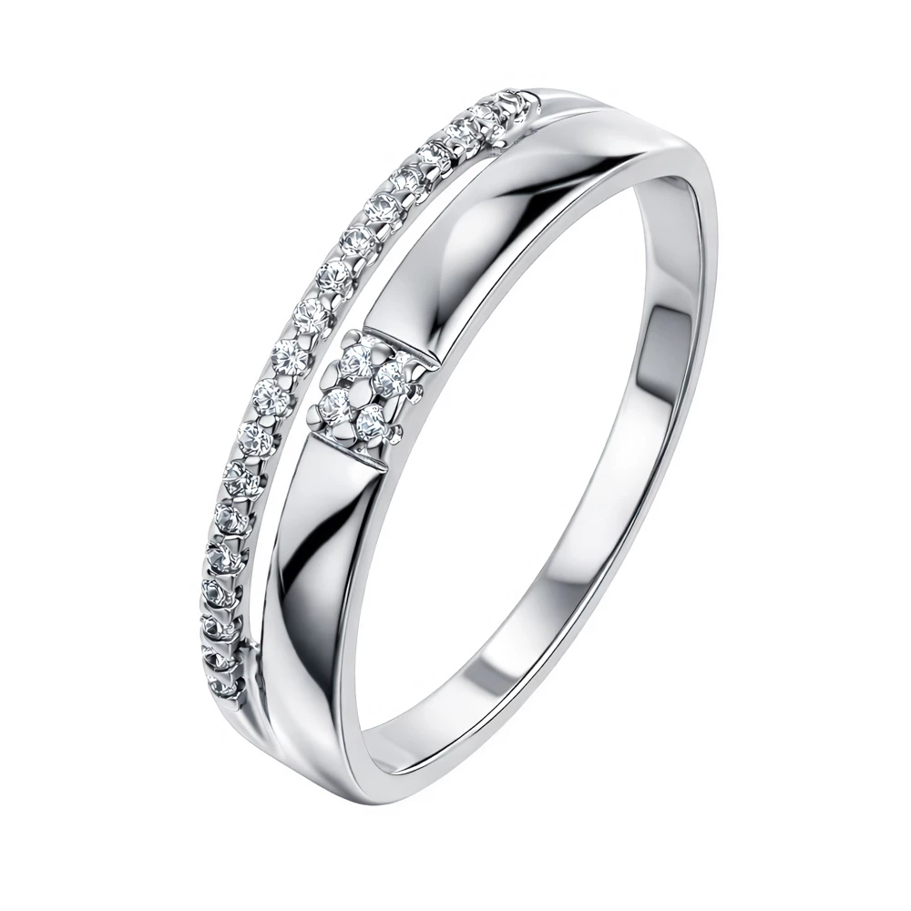 Кольцо с фианитами из серебра 925 пробы