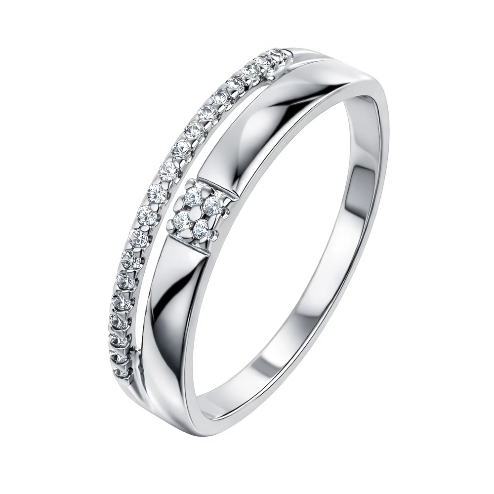 Кольцо с фианитами из серебра 925 пробы