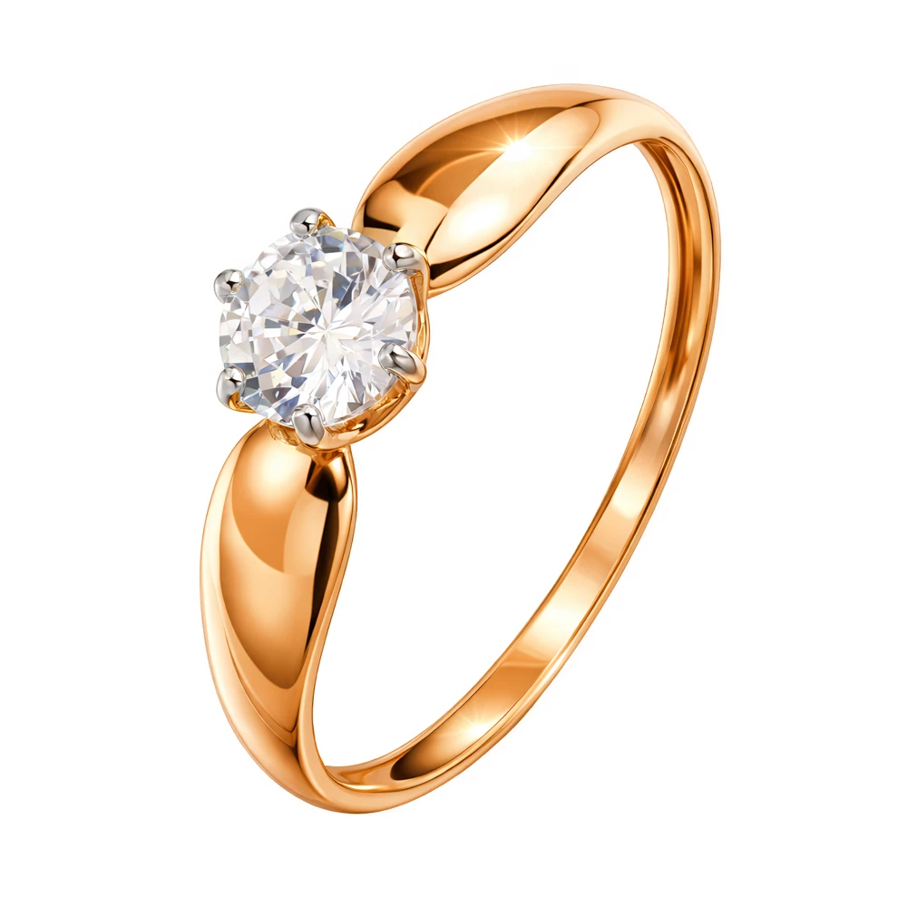 Кольцо с фианитом из серебра 925 пробы