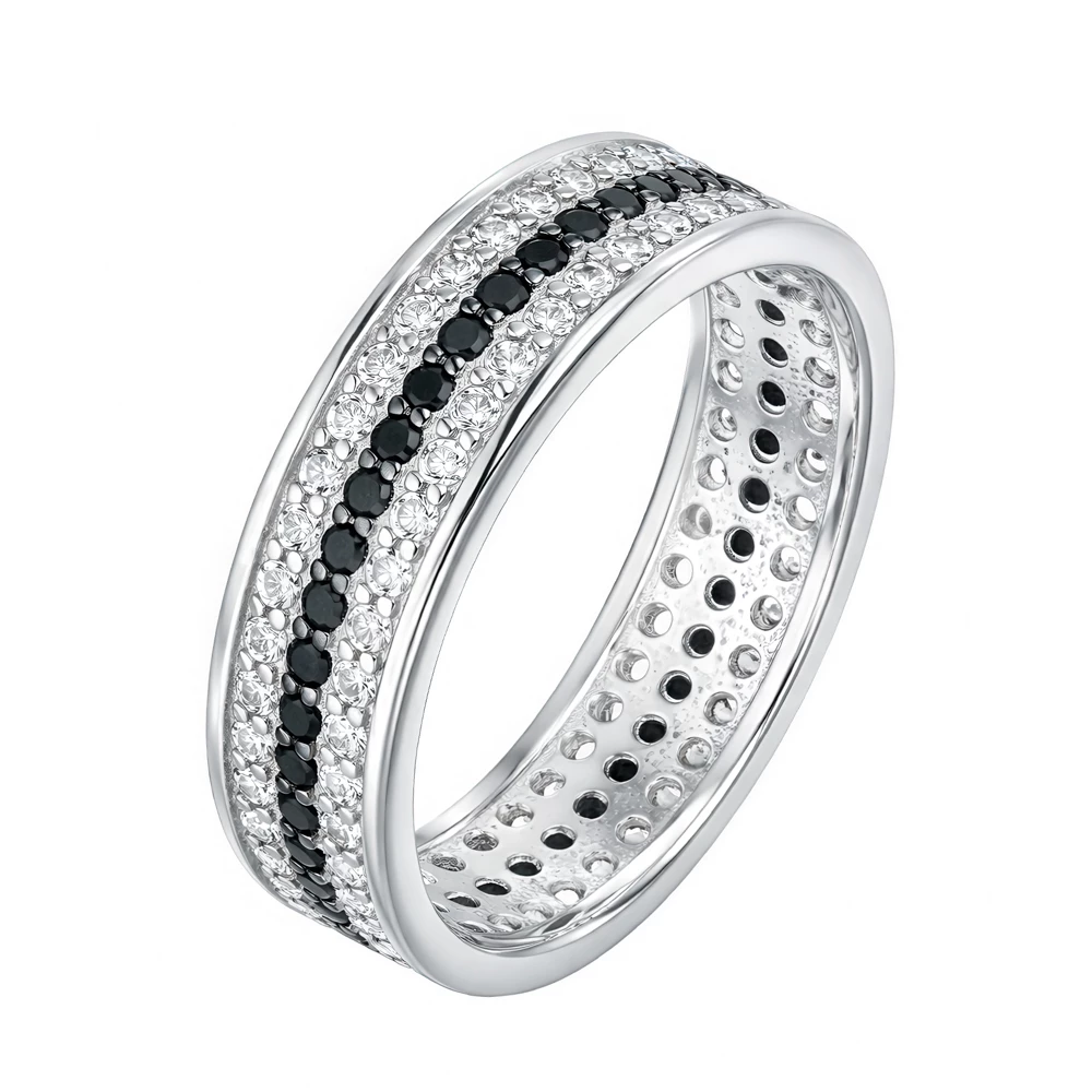 Кольцо с фианитами из серебра 925 пробы