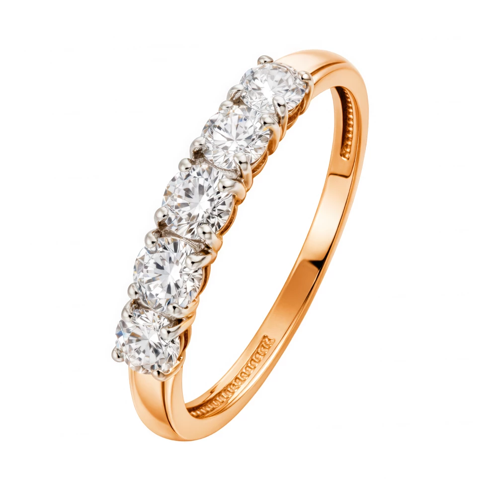 Кольцо с фианитами из серебра 925 пробы