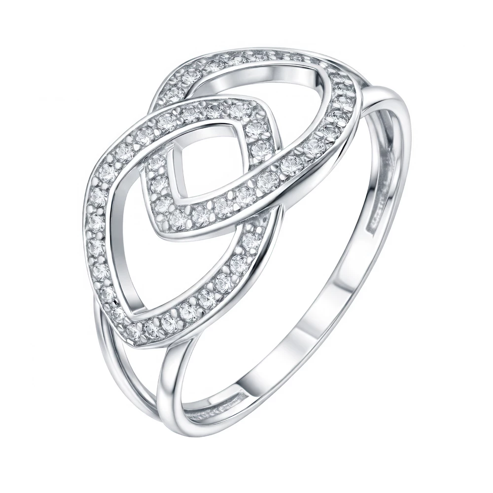 Кольцо с фианитами из серебра 925 пробы