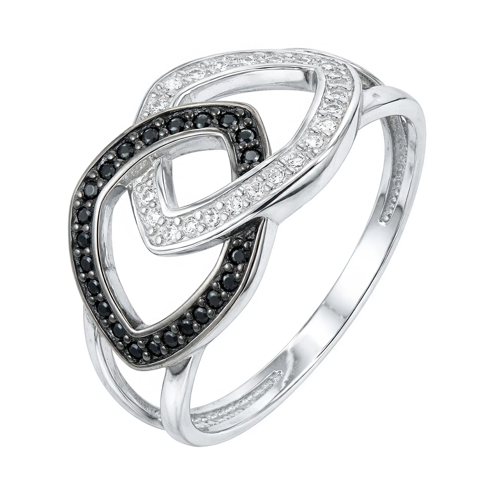 Кольцо с фианитами из серебра 925 пробы