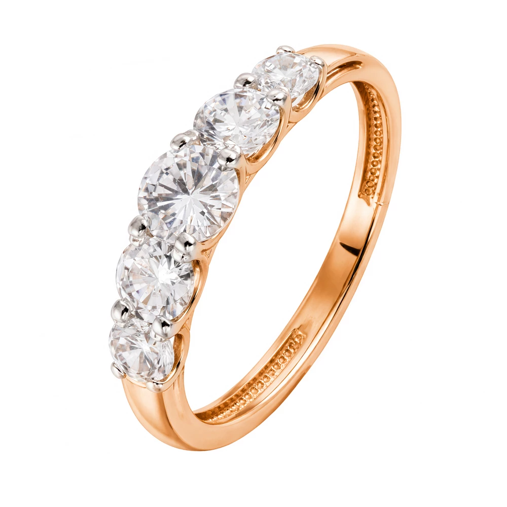 Кольцо с фианитами из серебра 925 пробы