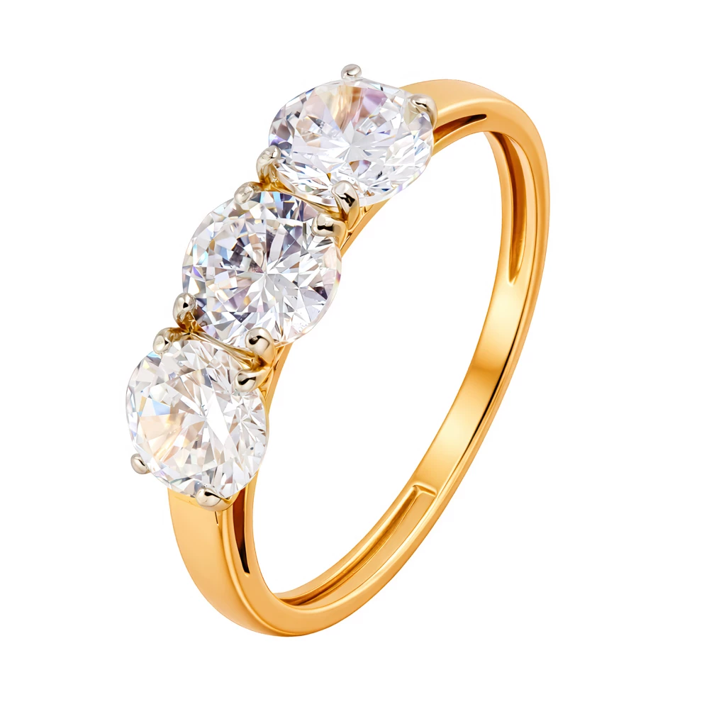 Кольцо с фианитами из серебра 925 пробы