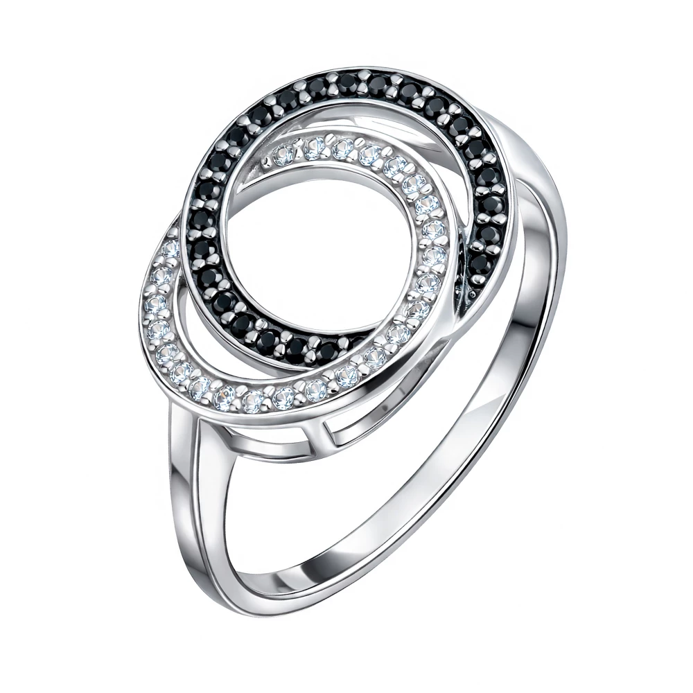 Кольцо с фианитами из серебра 925 пробы