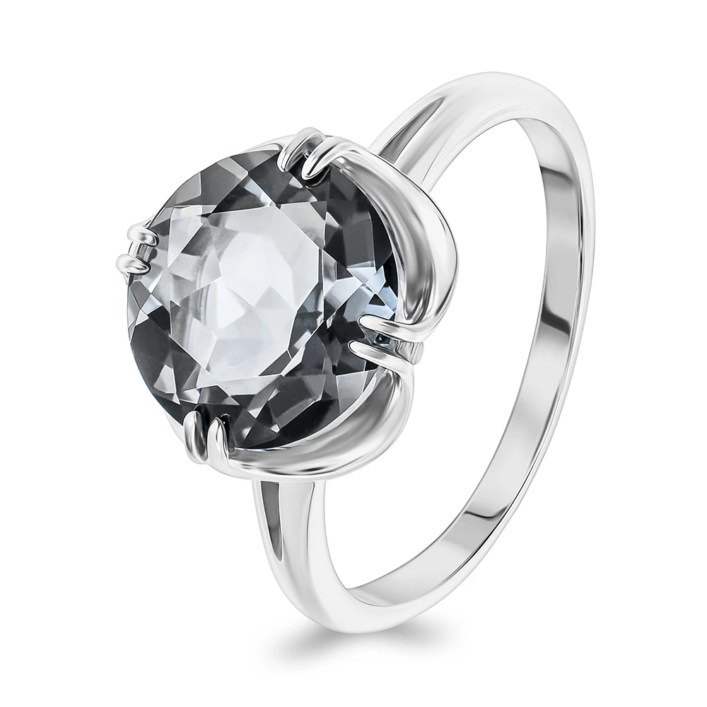 Кольцо с горным хрусталём из серебра 925 пробы