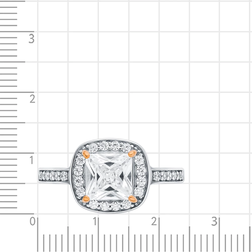 Кольцо с фианитами из серебра 925 пробы