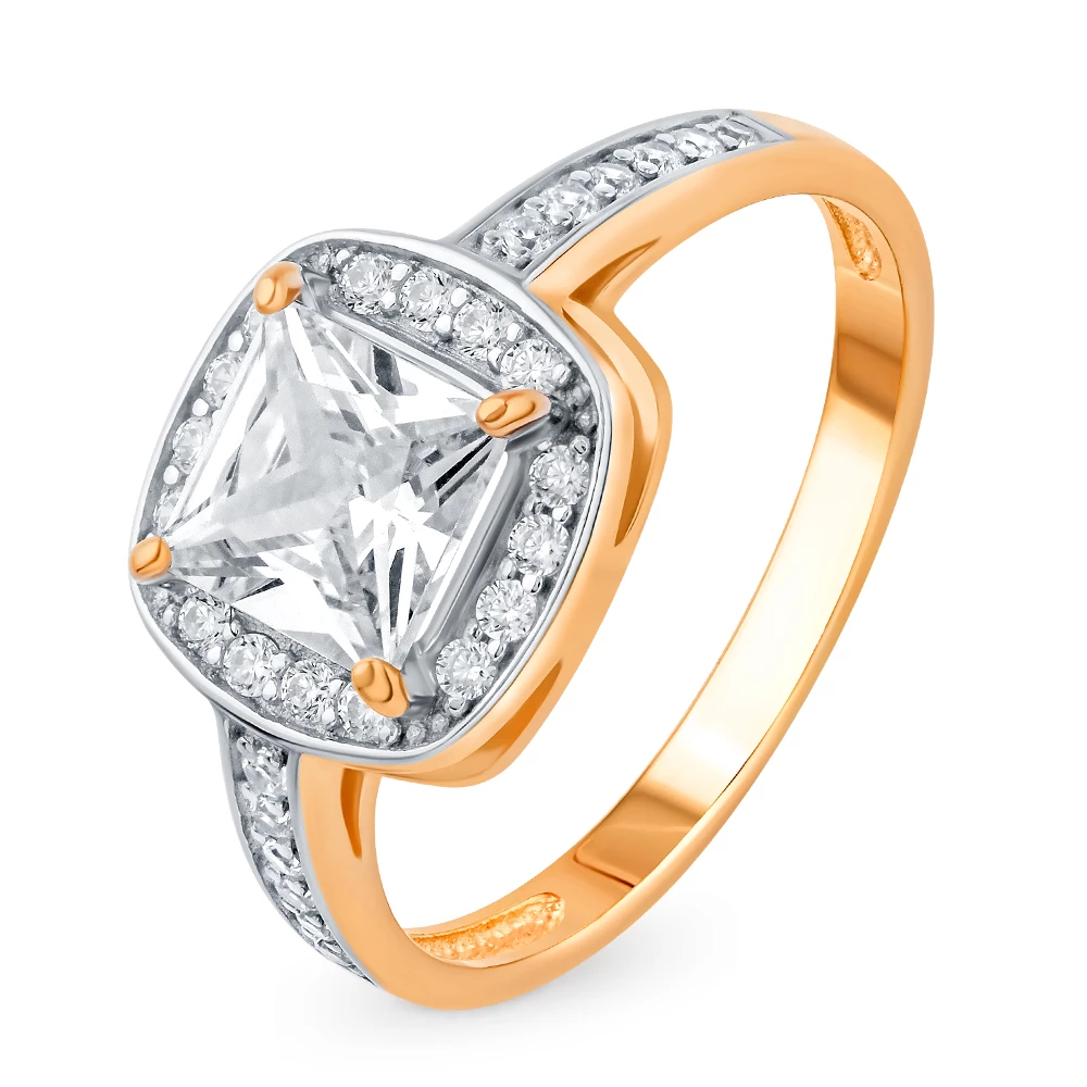 Кольцо с фианитами из серебра 925 пробы